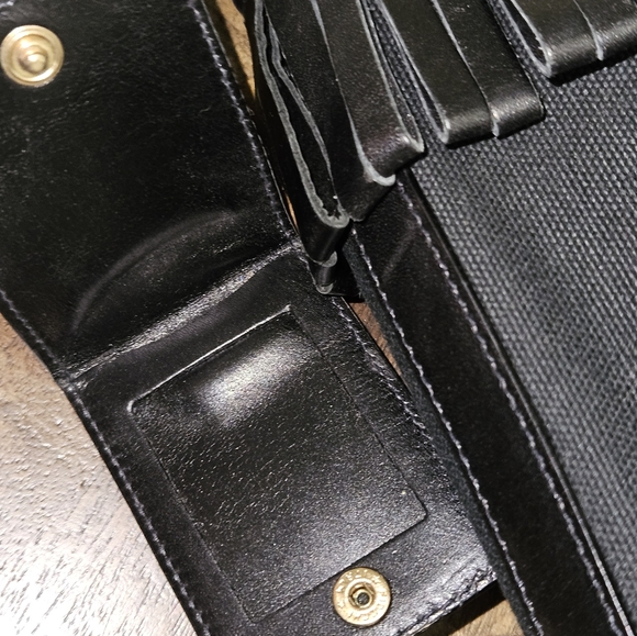 Escada Black Canvas FRINGE Leather Trim Shoulder Bag Interior Snap Closure Inter - Picture 10 of 16